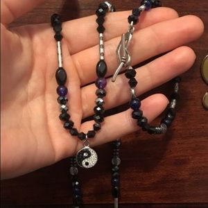 Yin/yang necklace and bracelet set
